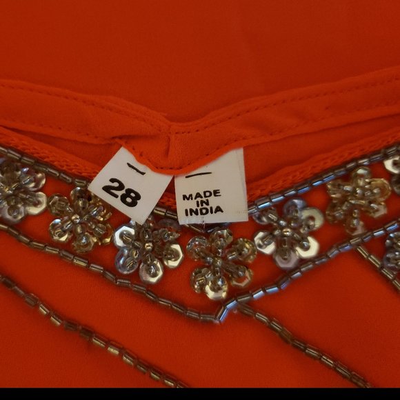 Girl's Bright Orange Sequined Dress - Gently used. - Picture 3 of 7